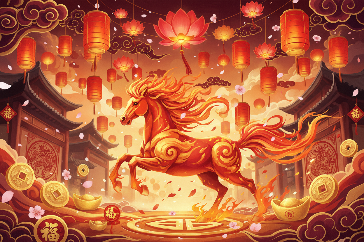 lunar new year, year of the fire horse theme